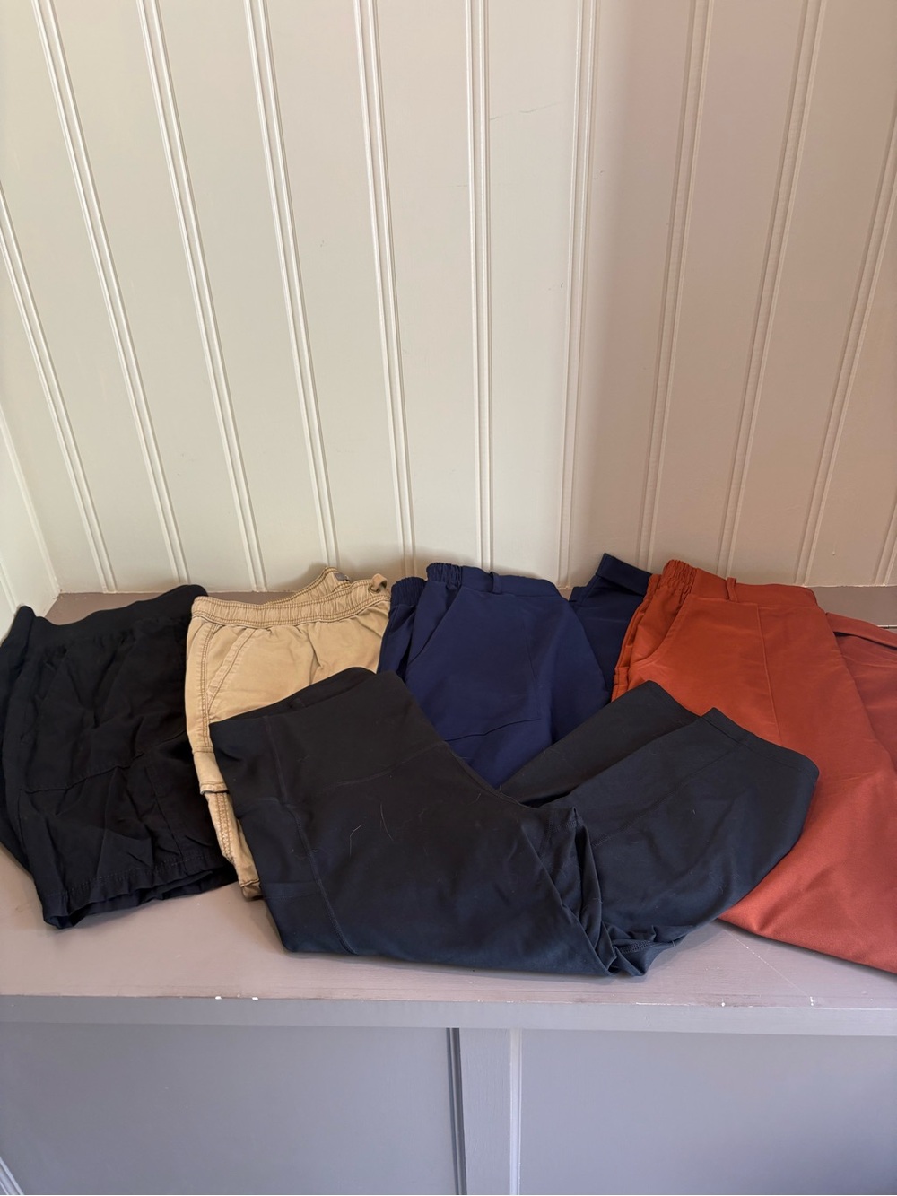 Bundle Deal 3 Women’s Pants, 1 pairleggings and 1 shorts -Black, Tan, Navy, Rust